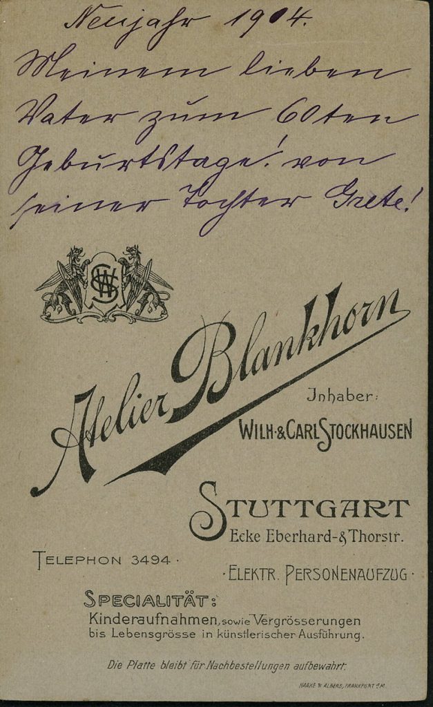 Blankhorn, Wilh. Stockhausen, Carl Stockhausen, Stuttgart