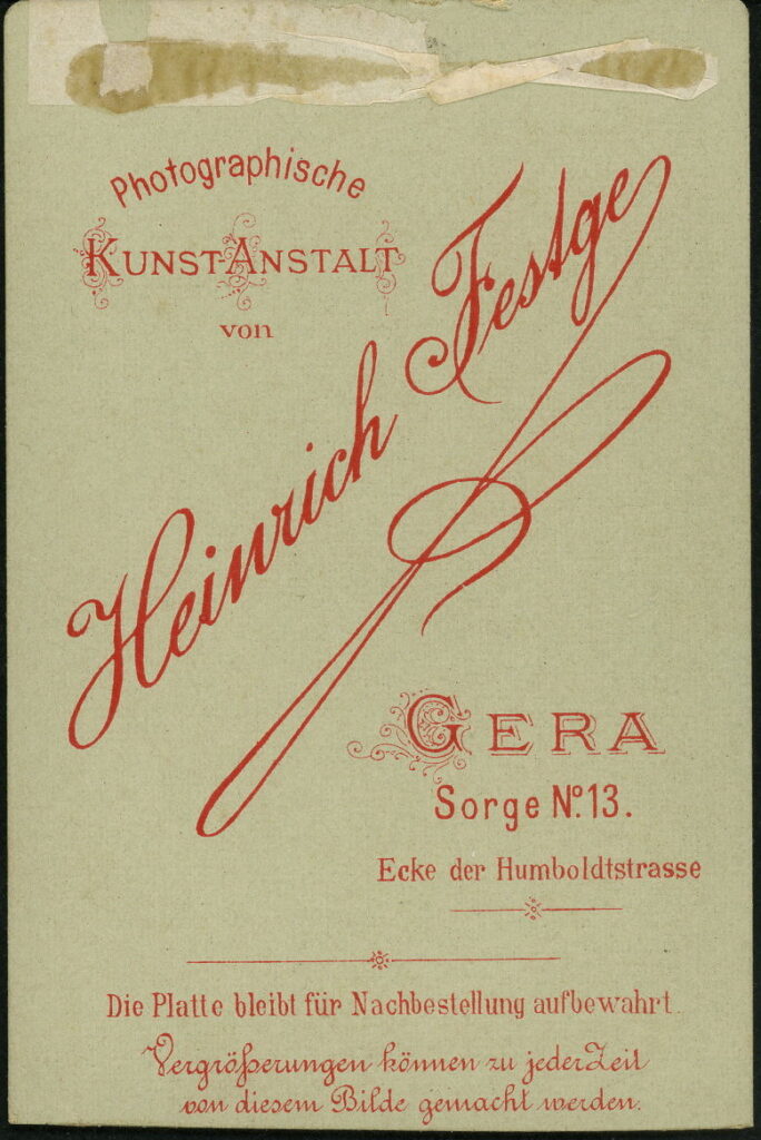 Heinrich Festge
Sorge 13, Gera