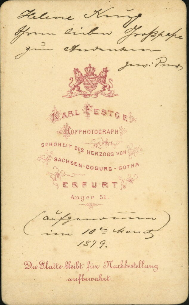 Karl Festge
Anger 51, Erfurt
1879