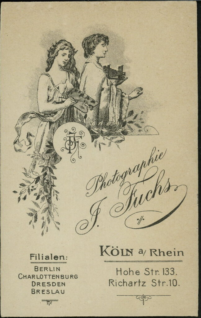 F. Fuchs
Hohe Straße 133, Köln,
Richartz Straße 4, Köln,
Berlin, Charlottenberg, Dresden, Breslau