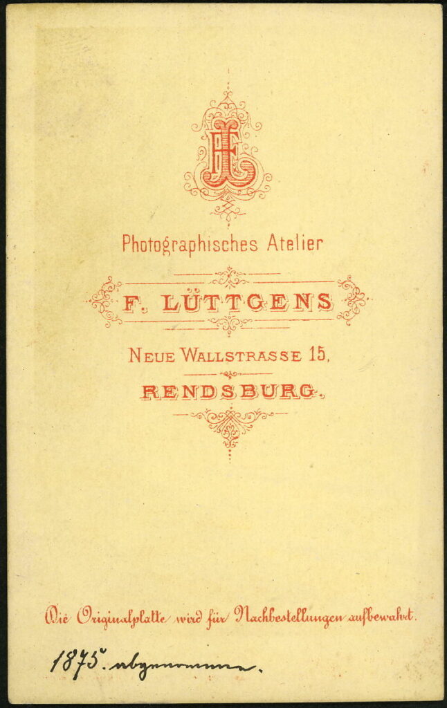 F. Lüttgens Neue Wallstraße 15, Rendsburg 1875