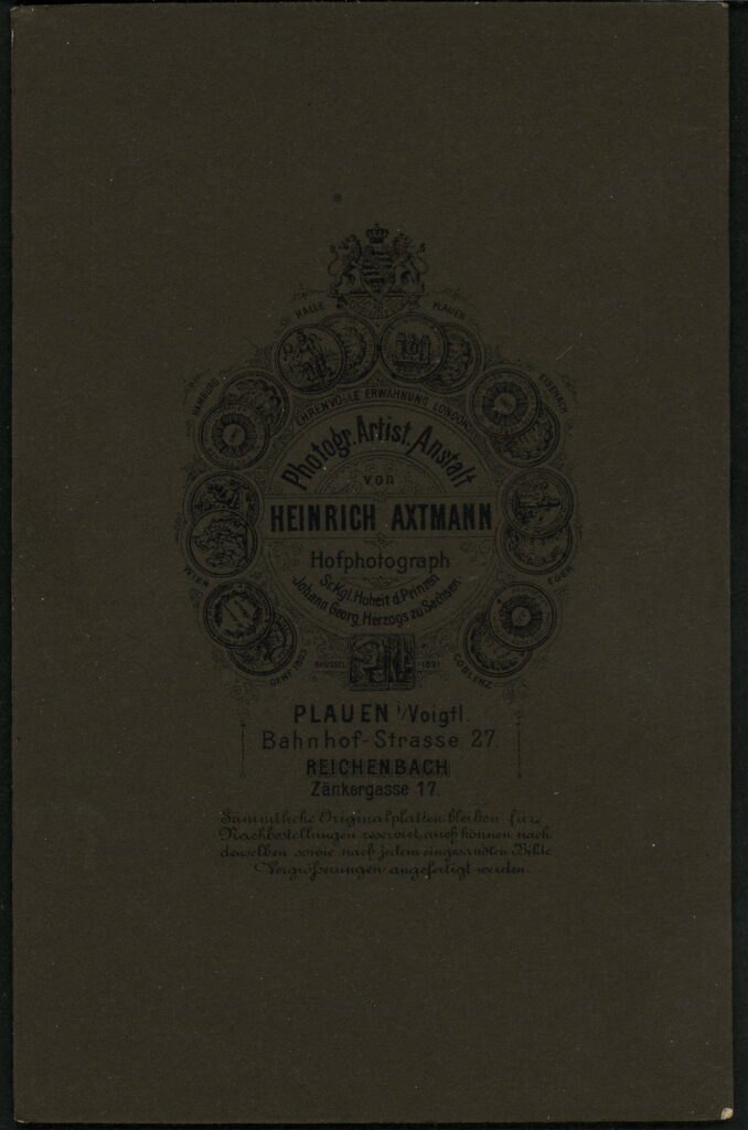 Heinrich Axtmann Bahnhofstraße 27, Plauen i. V. Zänkerstraße 17, Reichenbach