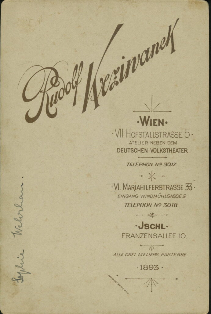 Rudolf Krzinanek Hofstallstraße 5, Wien Mariahilferstraße 33, Wien Franzenallee 10, Jschl 1893