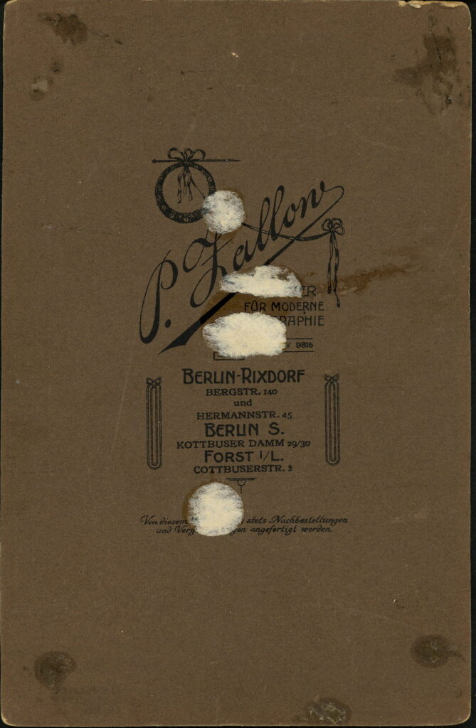 P. Zallow Bergstraße 140, Berlin-Rixdorf Hermannstraße 45, Berlin-Rixdorf Kottbuser Damm 29 / 30, Berlin Cottbuserstraße 2, Forst i.L.