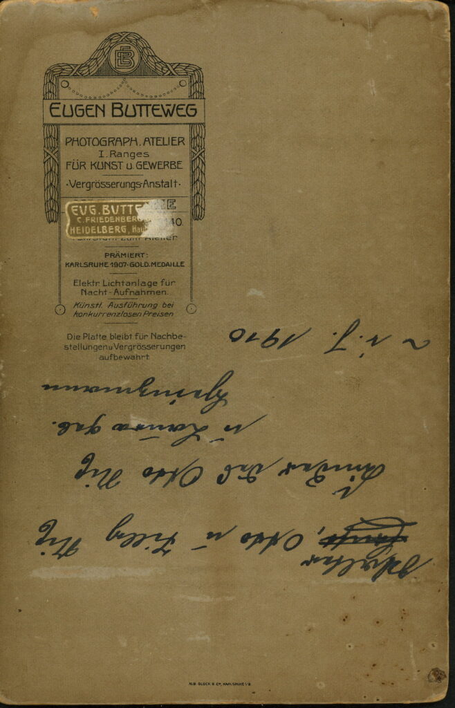 Eugen Butteweg C. Friedenberg Hauptstraße 42, Heidelberg 1910