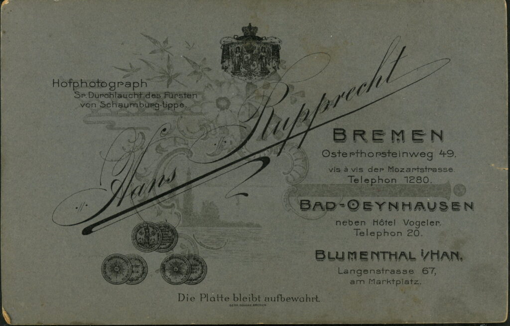 Hans Rupprecht, Osterthorsteinweg 49, Bremen Bad Oeynhausen Langenstraße 67, Blumenthal i. Han