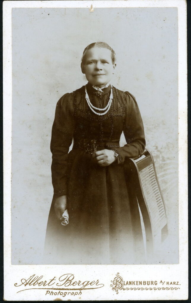 A monochrome photographic portrait from between 1865 and the 1920s taken by Albert Berger, Blankenburg a. Harz