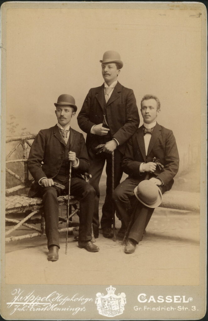 A monochrome photographic portrait from between 1865 and the 1920s taken by J. Appel, inh. Ernst Hennings, Gr. Friedrich-Straße 3, Cassel