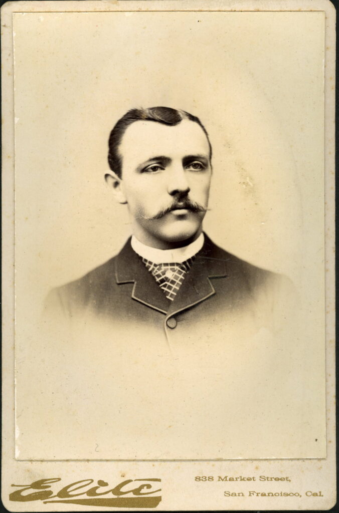 A monochrome photographic portrait from between 1865 and the 1920s taken in Elite Studio, 838 Market Street, San Francisco