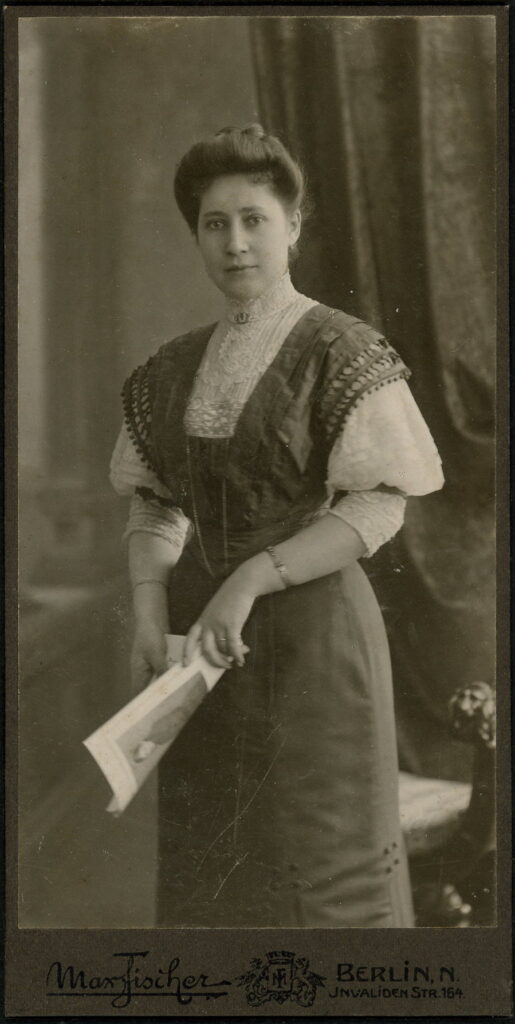 A monochrome photographic portrait from between 1865 and the 1920s taken by Max Fischer, Invaliden-Straße 164, Berlin